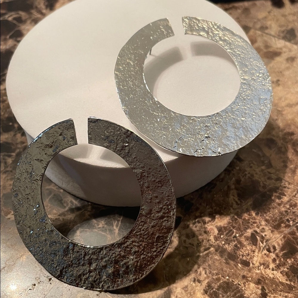 Silver Flat Statement Hoop - Picture 8 of 13